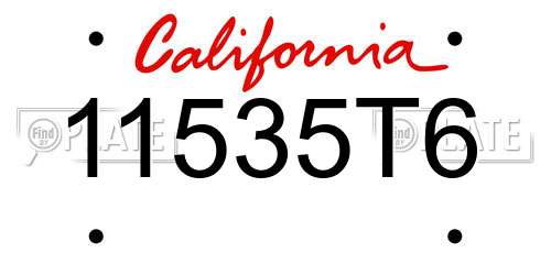11535T6 California License Plate