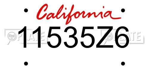 11535Z6 California License Plate