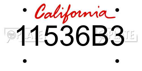 11536B3 California License Plate