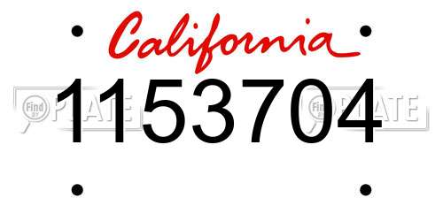 1153704 California License Plate
