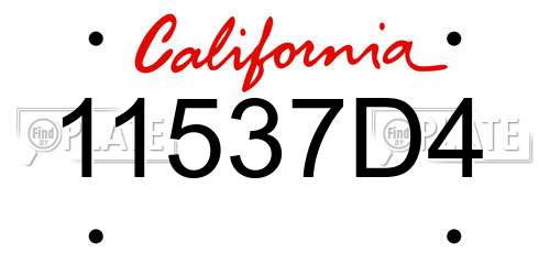 11537D4 California License Plate