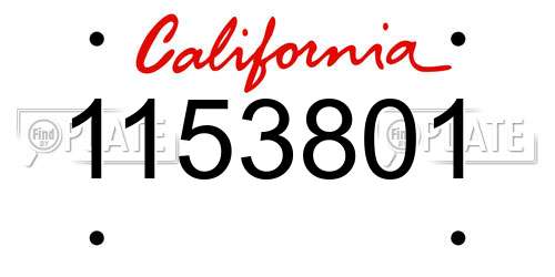 1153801 California License Plate