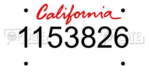1153826 California License Plate