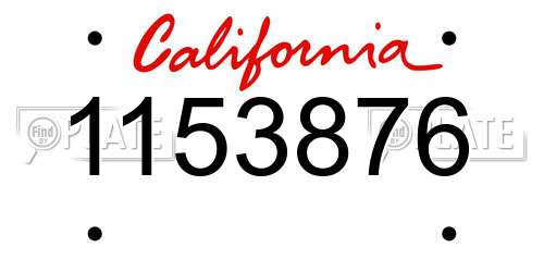 1153876 California License Plate