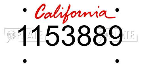 1153889 California License Plate