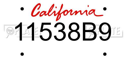 11538B9 California License Plate