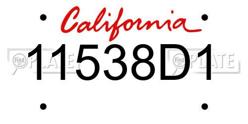 11538D1 California License Plate