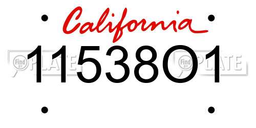 11538O1 California License Plate