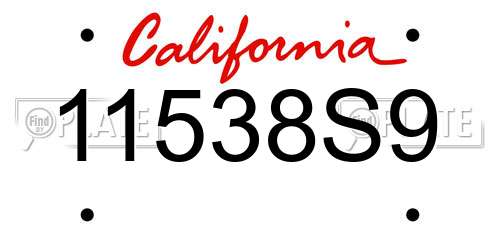 11538S9 California License Plate