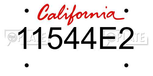 11544E2 California License Plate