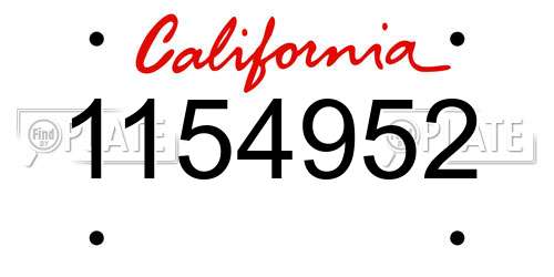 1154952 California License Plate