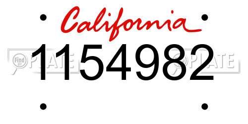 1154982 California License Plate