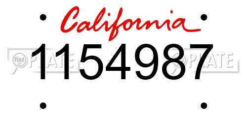 1154987 California License Plate