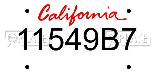11549B7 California License Plate