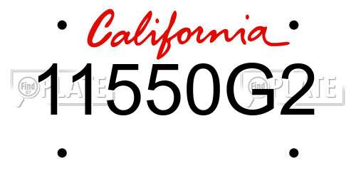 11550G2 California License Plate
