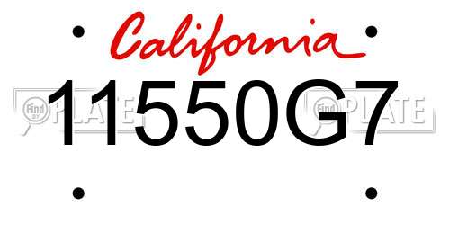 11550G7 California License Plate