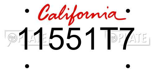 11551T7 California License Plate