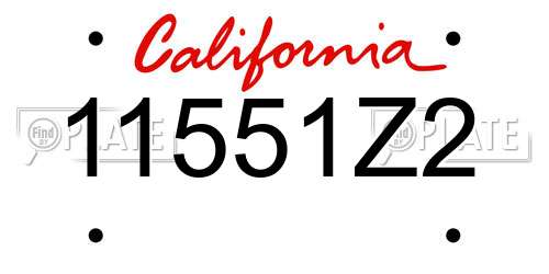 11551Z2 California License Plate
