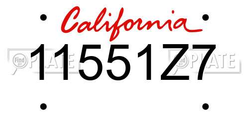 11551Z7 California License Plate
