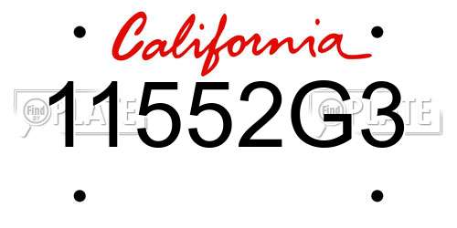 11552G3 California License Plate