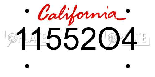 11552O4 California License Plate