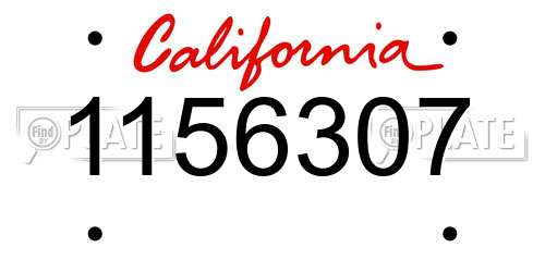 1156307 California License Plate