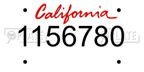 1156780 California License Plate