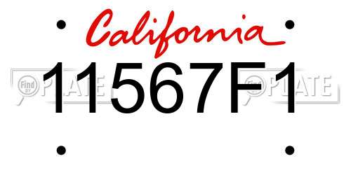 11567F1 California License Plate