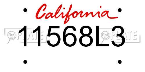 11568L3 California License Plate