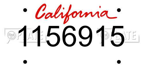1156915 California License Plate