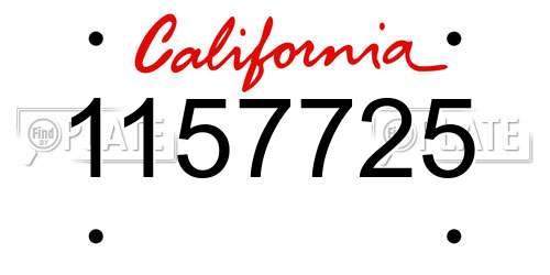1157725 California License Plate