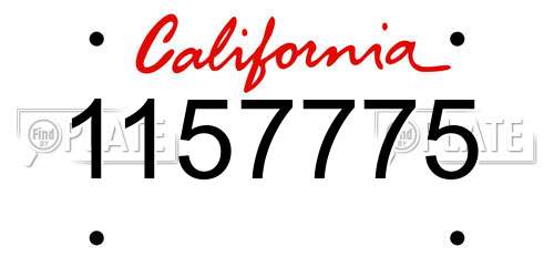 1157775 California License Plate