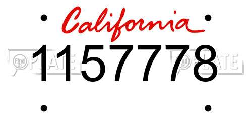 1157778 California License Plate