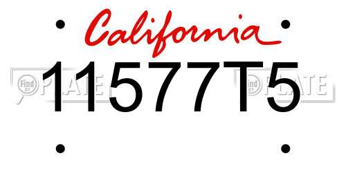 11577T5 California License Plate
