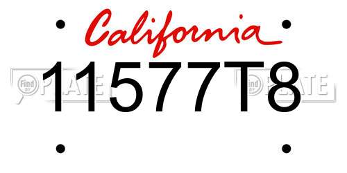 11577T8 California License Plate