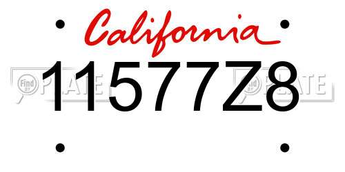 11577Z8 California License Plate