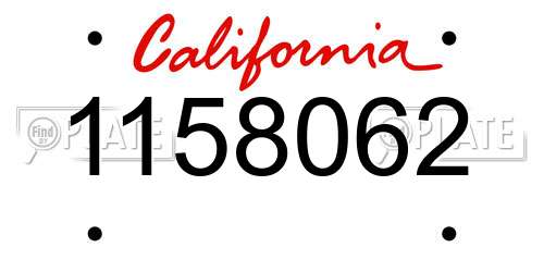 1158062 California License Plate