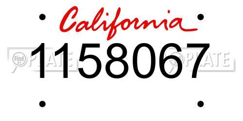 1158067 California License Plate