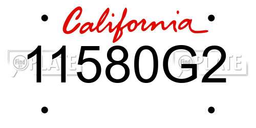 11580G2 California License Plate