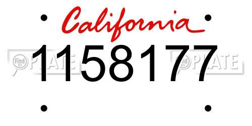 1158177 California License Plate