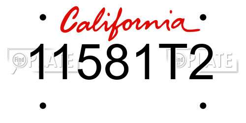 11581T2 California License Plate