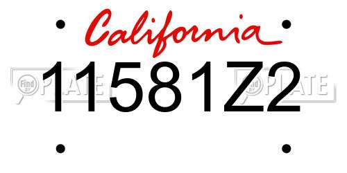 11581Z2 California License Plate