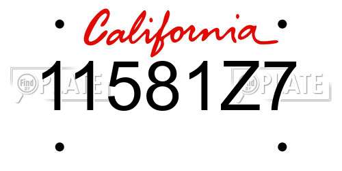 11581Z7 California License Plate