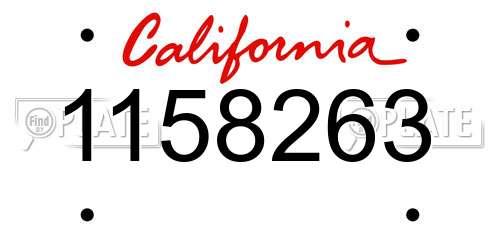 1158263 California License Plate