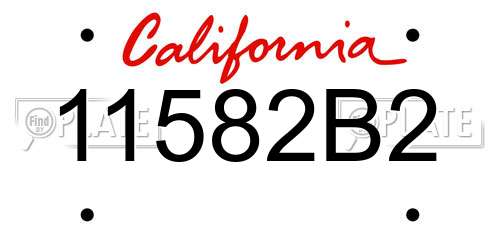 11582B2 California License Plate