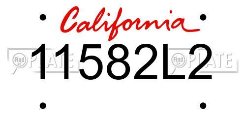 11582L2 California License Plate