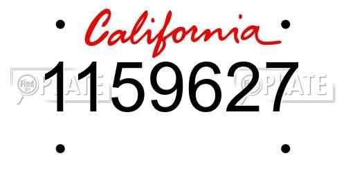 1159627 California License Plate