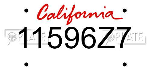 11596Z7 California License Plate