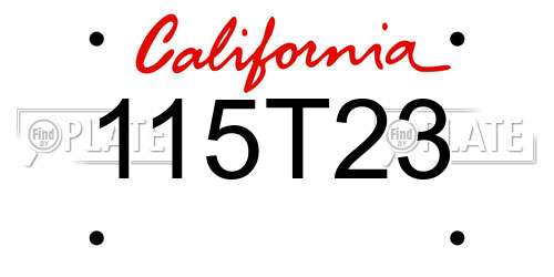 115T23 California License Plate