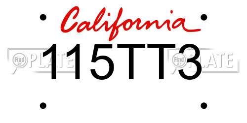 115TT3 California License Plate